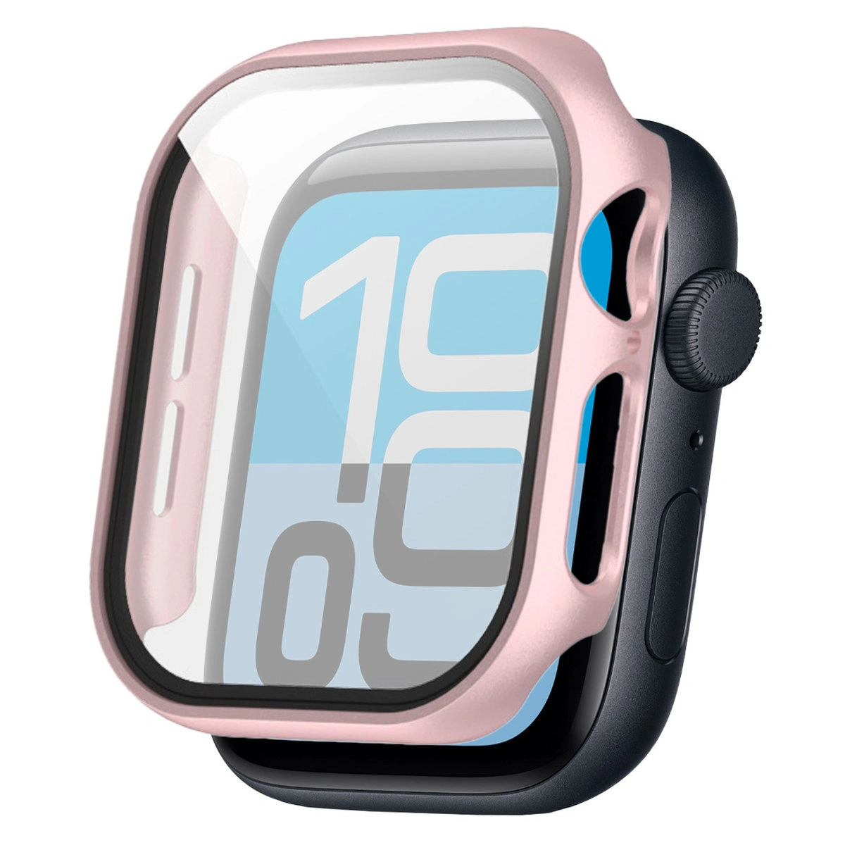 Wizualizacja nakładania etui Bizon Case Watch Adamo do Apple Watch SE 3 / SE 2 / SE / 6 / 5 / 4 (44 mm)